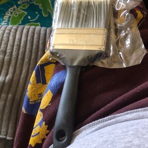 Wide Paint Brush with Black Handle - Beige Bristles